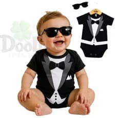 Body De Bebê Infantil Poderoso Chefinho + Oculos Linha Premium Mêsversario Tematico