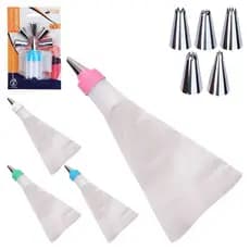 Kit Saco De Confeitaria com 6 Bicos Inox Decorador