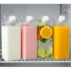 Garrafa Transparente Em Formato Caixa Leite Portátil Geladeira 1000ml