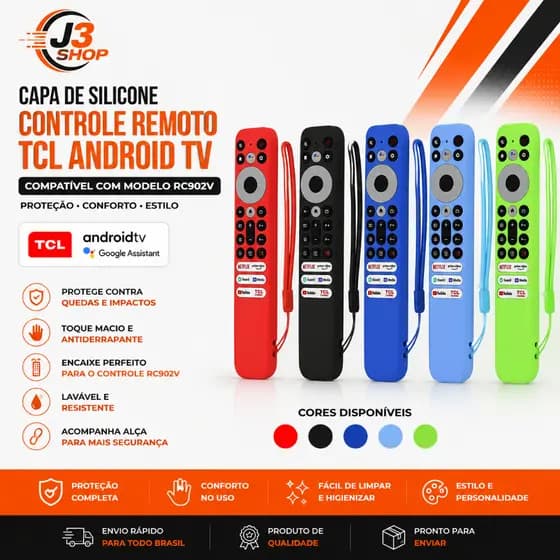 Capa para Controle remoto De Silicone Tv Tcl Android tv Google RC902V