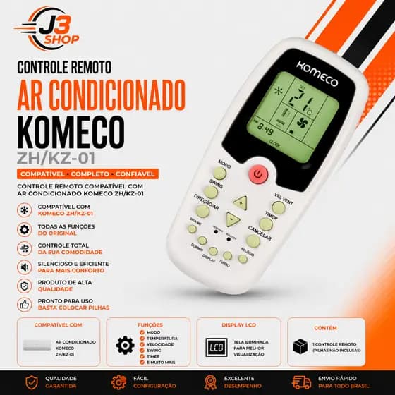 Controle Remoto Ar Condicionado Komeco Zh/kz-01