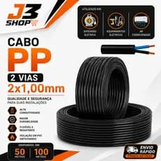 Cabo fio Pp 2x1,0mm Rolo Flexível 100 Metros