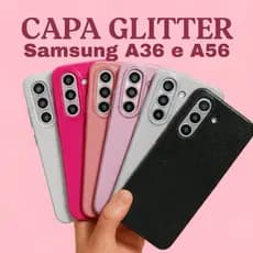 Capa A36/A56/A16 Silicone aveludada  com Brilho Reflexivo anti impacto Preta Rosa Branco Dourado Lilas Pink