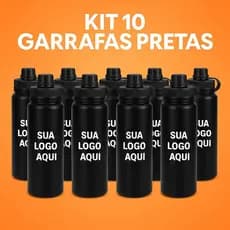 KIT COM 5/10/15/20 GARRAFAS TÉRMICAS PRETAS PERSONALIZAÇÃO – 800ML