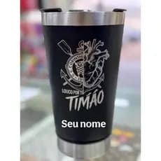 Copo Térmico Personalizado – Preto, Aço Inox, 437ml | Envio no Mesmo Dia!