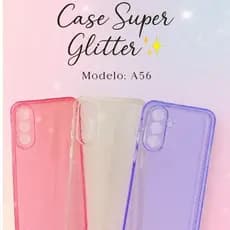 Capa/case brilho A36 e A56 Silicone  Vinil Reflexivo Toque de Cor – Roxo, Rosa, Roxo, Transparentee