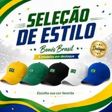 Boné Brasil Copa 2026 Bordado Premium Bandeira Ajustável Unissex Masculino Feminino