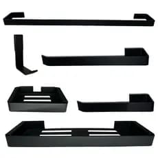 Kit Acessórios Para Banheiro, Lavabo 6 Peças - Preto Fosco