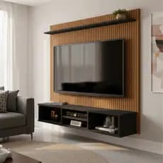 Prateleira Estante Home Painel Tv Até 50 Ripado 3d Everest