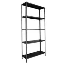 Estante / Armario De Aço 90cm 6 Bandejas Galvanizada Preto Suporta 180kg