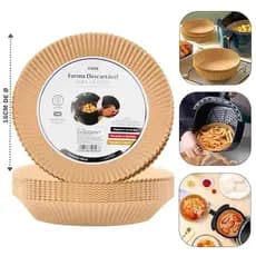 Forma Descartáveis para Air Fryer 16cm – Pacote com 50 unidades