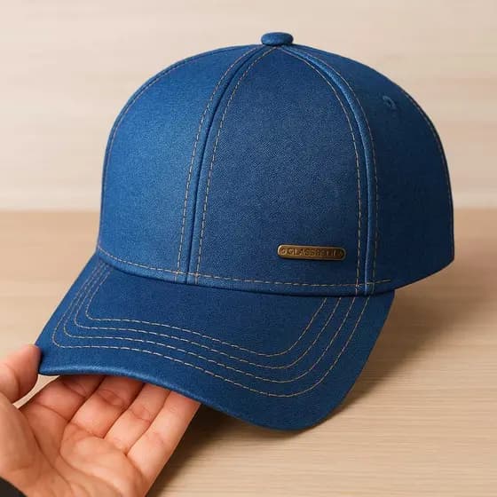 Boné Masculino Azul Estilo Jeans com Fivela Ajustável