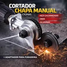 Cortador Chapa Manual CTCP001 Snel Aço Galvanizado Inox Alumínio Adaptador Furadeira