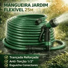 Mangueira Jardim Flexível 25m Trançada Reforçada Anti-Torção 1/2" Esguicho Conectores