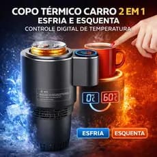 Copo Térmico Carro 2 em 1 Esfria e Esquenta Controle Digital de Temperatura Portátil Rápido Seguro