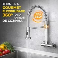 Torneira Gourmet Flexibilidade 360 Para Parede de Cozinha Versatilidade e Design Moderno