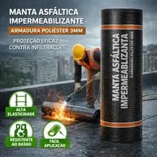 Manta Asfáltica Impermeabilizante Armadura Poliéster 3 Metros Alta Proteção e Durabilidade