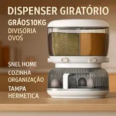 Dispenser Giratório Grãos 10Kg Divisória Ovos Snel Home Cozinha Organização Tampa Hermética