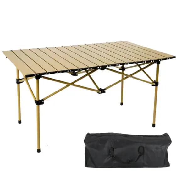 Mesa Dobravel Camping Com Bolsa Transporte Grande 95*55*50cm Amarelo RE280 Snel Camping