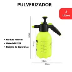 Pulverizador 2 Litros Borrifador Manual Spray Com Valvula Alta Pressão Prévia Para Jardim