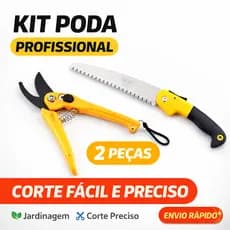 Kit Jardinagem Cultivo Paisagismo Poda Tesoura mais Serra Dobrável Galhos Plantas Árvore Serrote Jardim Bonsai