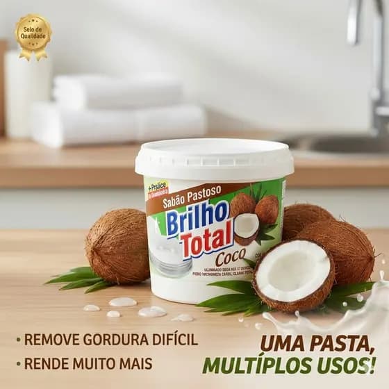 Pasta COCO Limpa Alumínio Brilho Tota Panelas Pratas Paredes Cozinha