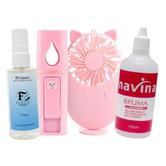 Primer Fidelis + Bruma Navina  Nano Mister e Ventilador Para Extensão De Cilios (S26)