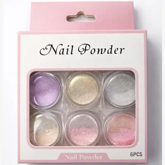 Pó Asa de Borboleta Perolado para Unhas - 6 Tonalidades Diversas e Coloridas (S26)