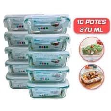 Kit 3 / 5 ou 10 Potes Vidro Hermético mantimentos marmita 370ml - Pote Hermético - Oliver Home