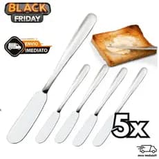 Kit 5 Espátulas Manteiga de Aço INOX 15Cm Para Geleia e Patê Molhos Cozinha Requeijão Multiuso leve