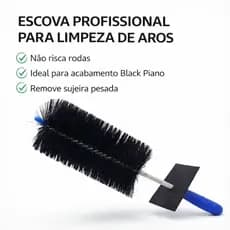 Escova para Limpeza de Aros e Rodas Automotivas Black Piano – Escova Rodas Remove Pó de Freio e Sujeira Pesada