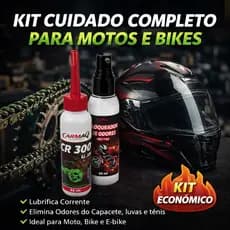 Kit Lubrificante Corrente Moto Bike CR300 + Bloqueador de Odores Capacete Luvas Calçados | Moto Bicicleta E-Bike