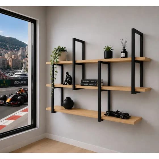 Prateleira Suspensa Moderna Organizadora Versátil Estilo Industrial 120 X 50 X 24 MDP Metalon