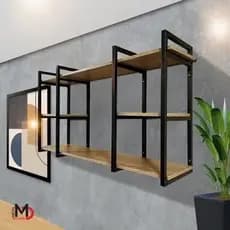 Estante Suspensa Estilo Industrial Em Ferro Metalon E Prancha MDF MDP P/ Qualquer Ambiente