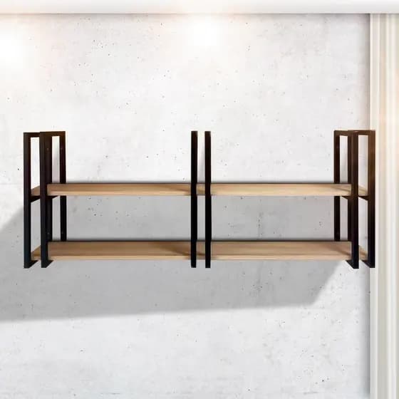 Prateleira Decorativa Elegante Industrial Com Suportes em Metalon e 2 MDF Parede Sala Quarto Cozinha