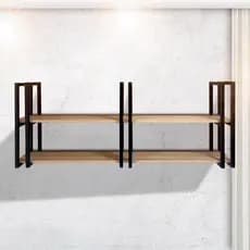Prateleira Decorativa Elegante Industrial Com Suportes em Metalon e 2 MDF Parede Sala Quarto Cozinha