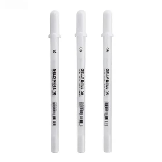 [Dhiint] Sakura Gelly Roll Caneta Gel Cor Branca 0.5mm 0.8mm 1.0mm Marke De Alta Luz ck Cartão Arte Pintura Linha Caneta