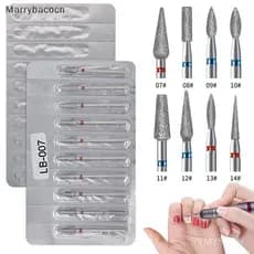 Conjunto de 10 peças de brocas de diamante para unhas, brocas elétricas para unhas, acessórios para pedicure, máquina de