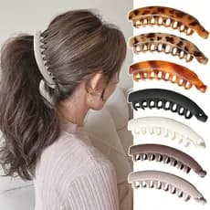Presilha de Cabelo Banana em Material ABS Fosco para Mulheres, Presilha de Cabelo Casual e Fashionável para Rabo de Ca