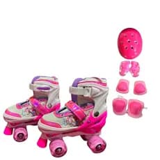 Patins infantil quad rodinhas led ajuste de tamanho + kit proteção STICH LANÇAMENTO