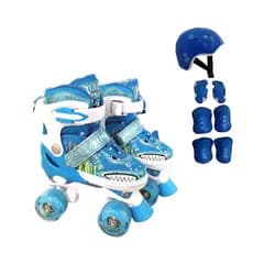 Patins infantil 4 rodinhas led tamanho ajustável +kit DINO