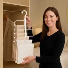 Cabide Multifuncional Para Roupas Calca 5 x 1 Aço Inox com 5 Divisorias