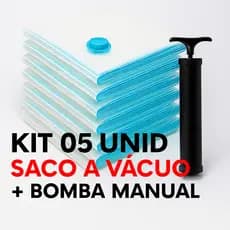 Kit 5 Saco a Vacuo 70X110 Com Bomba Manual Organizador Viagens e Guarda Roupas
