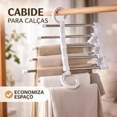 Cabide Multifuncional Para Roupas Calca 5 x 1 Aço Inox com 5 Divisorias