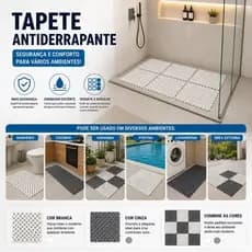 Kit 6 Tapetes Emborrachados Modulares Antiderrapantes Box Banheiro Piscina Lavanderia Áreas Molhadas