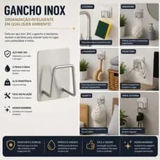Gancho Aço Inox Com Adesivo Para Esponja Cozinha  Parede e Banheiro Multifuncional