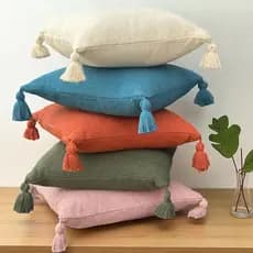 Capa de almofada boho 45x45 pompom  algodão bohochic