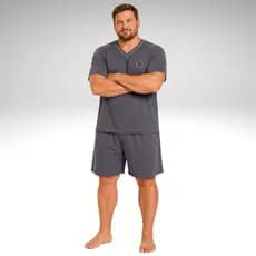 Pijama Masculino Curto Extra Grande Camisa E Short Plus Size Verão Promoção