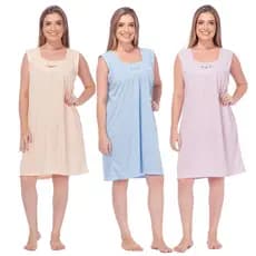 Kit 3 Camisolas Feminina Vestido Liso Senhora Regata Bordado Malha Suave Promoção