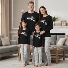 Kit Pijama Tom e Jerry de Frio Estampado Divertido Fofo Família Combinando Conforto Premium